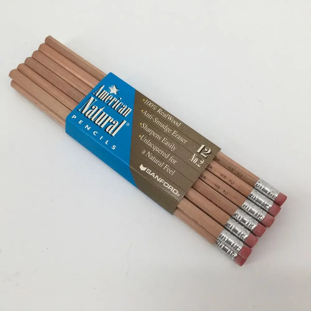 Sanford Real Wood American Natural Pencil 12pk No. 2 NOS 1998 USA Anti Smudge